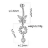 Zircon Butterfly Dangle Belly Button Ring Trendiga Sexiga Navel Rings Rostfritt Stål Kropp Piercing Smycken