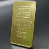 Non-magnetic CREDIT SUISSE ingot 1 oz gold-plated gold bar Swiss souvenir coins with different serial laser numbering crafts collectibles
