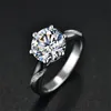 Ringas de cluster extremamente branco D cor redonda brilhante moissanite anel de casamento prateado 925 seletor de diamante após pedra gemada pt950 carimbo Edwi