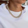 12 мм ящик застежка Cuban Link ожерелье замороженное Cubic Zirconia 4 Prong Ожерелье хип-хоп мужские мода ювелирные изделия CZ камни хип-хоп рэпер X0509
