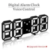 3D LED Wall Clock Digital Alarm Table Bedside Home Room Decoration Electronic With Thermomet Night light 211112