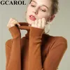 GCAROL Mulheres Turtleneck Close-Fitting Sweater 30% Lã Minimalista Jumper Estique Primavera Outono Inverno Base Malha Pullover 211011