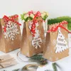 Nieuwe 6 Stijlen Europese Nieuwe Kerst Candy Box Kerst Kraft Papier Sneeuwvlok Papieren Bag Biscuit Candy Bag Ewd7502