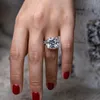10 mm kwadratowy sześcien cyrkonia Pierścienie 925 Srebrny zaręczyny Pierścień ślubna dla kobiet biżuteria imprezowa