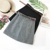 Spring Aankomst Vintage Temperament High Taille Aline Office Skirts Dames met riem wollen mini -rok 210311