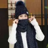 Fur Pompom Woman Knitted Hat Scarf Winter Warm Children & for Girls Boys Two Piece Set Beanie Wholesale 211119