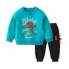 Mudkingdom Little Boys Pants Set Long Sleeve Cute Cartoon Print Funny Casual Wear Pure Cotton Fashion Kids Clothes 210615