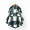 Winter Plaid Shirt Jacekt Losse Oversize Wollen Jas Vrouwen Vintage Button Jacket Windbreaker 211109