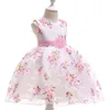2021 Lato Kwiat Dziewczyna Sukienka Urodziny Różowy Księżniczka Dresses Dla Dzieci Dziewczyny Ślubne Nastolatki Ubrania Party Vestidos Infantis G1129