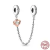 925 Sterling Silver Safety Chain Charms Perles DIY Fit Original Pandora Bracelet Pour Femmes Clip De Fixation Coeur Étoile Bijoux Cadeau