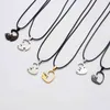 Animal Pendant Black White Cat Stitching Necklace Simple Friendship Gift Heart Shape Gold White Cat Cute Couple Jewelry Necklace G1206