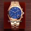 Overseas 5500V A21J Automatic Mens Watch 42mm Rose Gold Blue Dial Silver Stick Markers Date Stainless Steel Bracelet Sports Watches 8 Styles Puretime01 E136f6