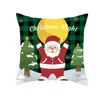 Federa per cuscino natalizio scozzese verde rosso Fodera per cuscino antler pupazzo di neve Babbo Natale 45 * 45cm Federa natalizia XD24754