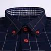 Camisa a cuadros informal de negocios de otoño para hombre, ropa de marca de manga larga ajustada de estilo clásico a la moda para hombre 210721