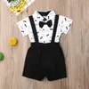 Clothing Sets Baby & Children's Clothes Boy Wedding Christening Formal Party Bow Tie Romper Tops+Overalls Shorts Suit Outfit Tuxedo