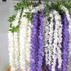 120 sztuk / partia 165 cm Biały Sztuczny Jedwab Hortensja Kwiat Wisteria Willing Garland Wiszące Ornament Do Garden Home Wedding Decor