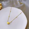 Colares de pingente U-mágico Minimalista amor coração titanium colar de aço para mulheres cor ouro metálico frisado jóias