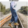 Privathinker Tutas Mens Fashion Maschio Streetwear Casual Lunghezza totale Denim Pagliaccetti Pocket Jeans regolari Breviglie Uomo 210723