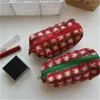 Cosmetic Bags & Cases Korean Polyester Knitted Plaid Handbag Travel Christmas Makeup Bag Toiletry Storage Organizer