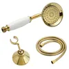 Bronze Black Antique Gold Chrome Brass Telephone Style Bathroom Shower Head Water Saving Hand Held Shower Head Spray &1.5m Hose 210724