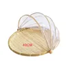 Storage Baskets Hand-woven Bamboo Insect-Proof Dust-Proof Basket Picnic Round Dustpan Vegetable Fruit Bread Mesh Gauze Cover