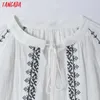 Tangada Donna Ricamo Nappa di Cotone Giacca Kimono Maniche Lunghe Sciolte Signore Cappotto Vintage 6H46 210609