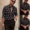 Camicia firmata da uomo a pois Moda tendenza Autunno manica lunga Cardigan casual Bottoni Camicie Uomo Homme Abbigliamento tutto-fiammifero