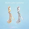 New Fashion 925 Sterling Silver Stiletto Shoe Pendant Charm Fit Original Pandora Bracelet Cubic Zirconia DIY Jewelry Making Q0531