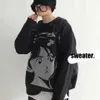 Mens Hip Hop Streetwear Harajuku Camisola Vintage Retro Estilo Japonês Anime Girl Camisola De Algodão De Algodão De Algodão 211014