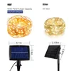 Solar String Fairy Lights 12m 100LED / 5M 50 LED Wodoodporna zewnętrzna Garland Słoneczne Lampy Power Boże Narodzenie na dekoracje ogrodowe