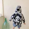 Sommarpojkar Mode Panda Utskrift Hooded Solskyddande Jackor Flickor Casual Loose Zipper Tunna Coats 210708