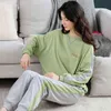 Autumn Winter Cotton Cartoon Pajamas Set Women Pyjamas Homewear Long sleeve Sleepwear Plus size Loose Night suit Female Pijama 211112