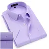 Verão Collar Currária de Manga Curta Oxford Tecido Macia Impressão Homens de Negócios Smart Casual Camisas Com Pockot Pocket S-4XL 8Color 210721