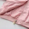 Autumn Spring 3 4 5 6 8 10 12 Years Embroidery Flower Floral Mandarin Collar Pearl Zipper Loose Jacket For Baby Kids Girls 210701