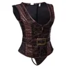 Corset 12 Steel Boned Korsett Steampunk Waistcoat Gothic Vest Faux Leather Jacket Party Costume For Women 8930