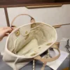 2022 Luxury Designer Bag Canvas Pearl Tote Handväskor Axel Shopping Messenger Väskor för kvinnor Hög kapacitet Väska med dammväskor SI286K