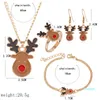 Natal Presente Série Colar Papai Noel Elk Bell Festive Party Decorações Brincos Colares Bracelet Multi-Peça Set