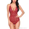 Kvinnor Sexig Underkläder V Nacke Sleepwear Nightwear Ladies Lace Sling Pyjamas Backless Bodysuit Kvinna Se genom sovkläder