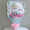 Cartoon Rabbit Dog Plush Toy Creative Flower Bouquet Heminredning Alla hjärtans dag Jul Graduation Gift 220304