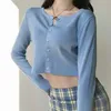 Koreanische Oansatz Kurze Strickpullover Frauen Dünne Strickjacke Mode Kurzarm Sonnenschutz Crop Top Ropa Mujer Frühling 210714