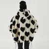 Aolamegs Cute Heart-shaped Print Lambswool Winter Jacket Men Drawstring Pockets Zipper Hooded High Street Warm Couple Streetwear 210927