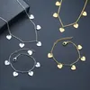 Boucles d'oreilles Collier Simple Heart Charme Gold Silver Color Bracelet Ensembles de bijoux pour Femmes Cadeaux de Noël en gros