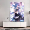 Gemälde Re Zero Rem Japan Classic One Piece Wandkunst Leinwand Malerei Nordic Poster Anime Print HD Bilder Wohnzimmer Mädchenzimmer Dec7194096