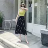 Etekler Vintage Baskılı Pileli MIDI Kadınlar Yüksek Bel A-Line Moda Uzun Etek Kadın 2022 Bahar Kore Casual Lady Dipleri