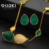 GODKI Luxury Peacock Colors DUBAI Set di gioielli da sposa per le donne Matrimonio 2020 Collana Orecchini Bangle Ring Set da festa H1022