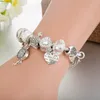 Stränge Armband Charm weiße Kristallperlen DIY Herz Anhänger Schmuck Großhandel