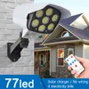 Controle remoto poderoso atualizado 77 lâmpada de parede solar lâmpada PIR Sensor de movimento IP65 ip65 À Prova D 'Água Luzes de Jardim de Rua