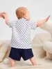 Bebek Bıyık Geo Baskı Yamalı Detay Yay Gömlek Şort