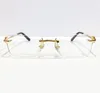 Monture de lunettes sans monture en métal doré classique 54mm lentille claire Mens Designer montures de lunettes optiques lunettes avec boîte