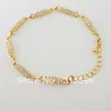 Maglia, catena ORDINE MIN 10$ /CAN MIX DESIGN / LADY 6.5"+1.8" - BRACCIALE IN OTTONE RIEMPITO GP ORO GIALLO LOTTI CZ PIETRA BRACCIALE A MAGLIE SOTTILI //